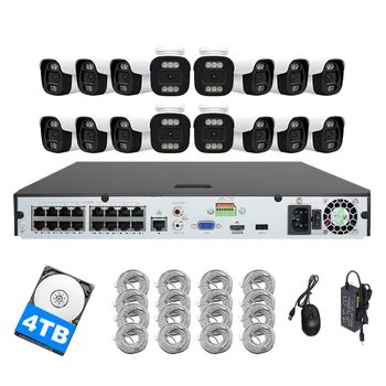 16CH 8MP Smart Dual Lens IP POE  Camera System Guard Viewer OEM Audio 8CH 4CH Security  Bullet Network Camera CCTV 4K NVR Kit