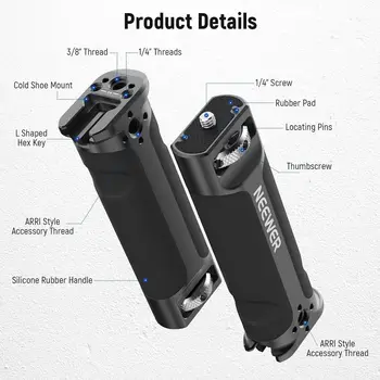 NEEWER Sling Handle Grip for WEEBILL-S Only, Handgrip with Cold Shoe, 1/4" Thread, 1/4" Thumb Screw, 3/8" ARRI Locating Holes detail image