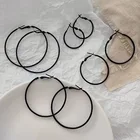 Hoop Earrings Earrings 2021 New Simple Fashion Black Hoop 60mm Black Hoop 50mm Thin Hoop Earrings For Women