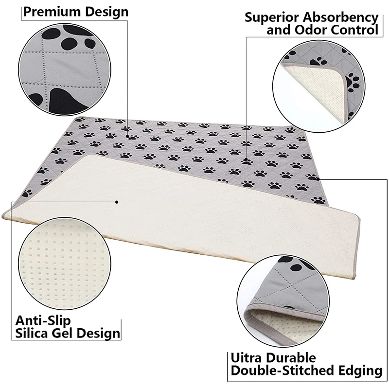 Washable Dog Pee Mat Custom Size Color Reusable Waterproof Dog Pet Bed