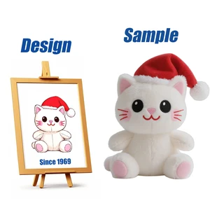 Shengye OEM Wholesale Christmas Cat Plush Toy Supplier Custom Soft Kawaii Baby Holiday Gifts Cute White Cat Stuffed Animal Toy