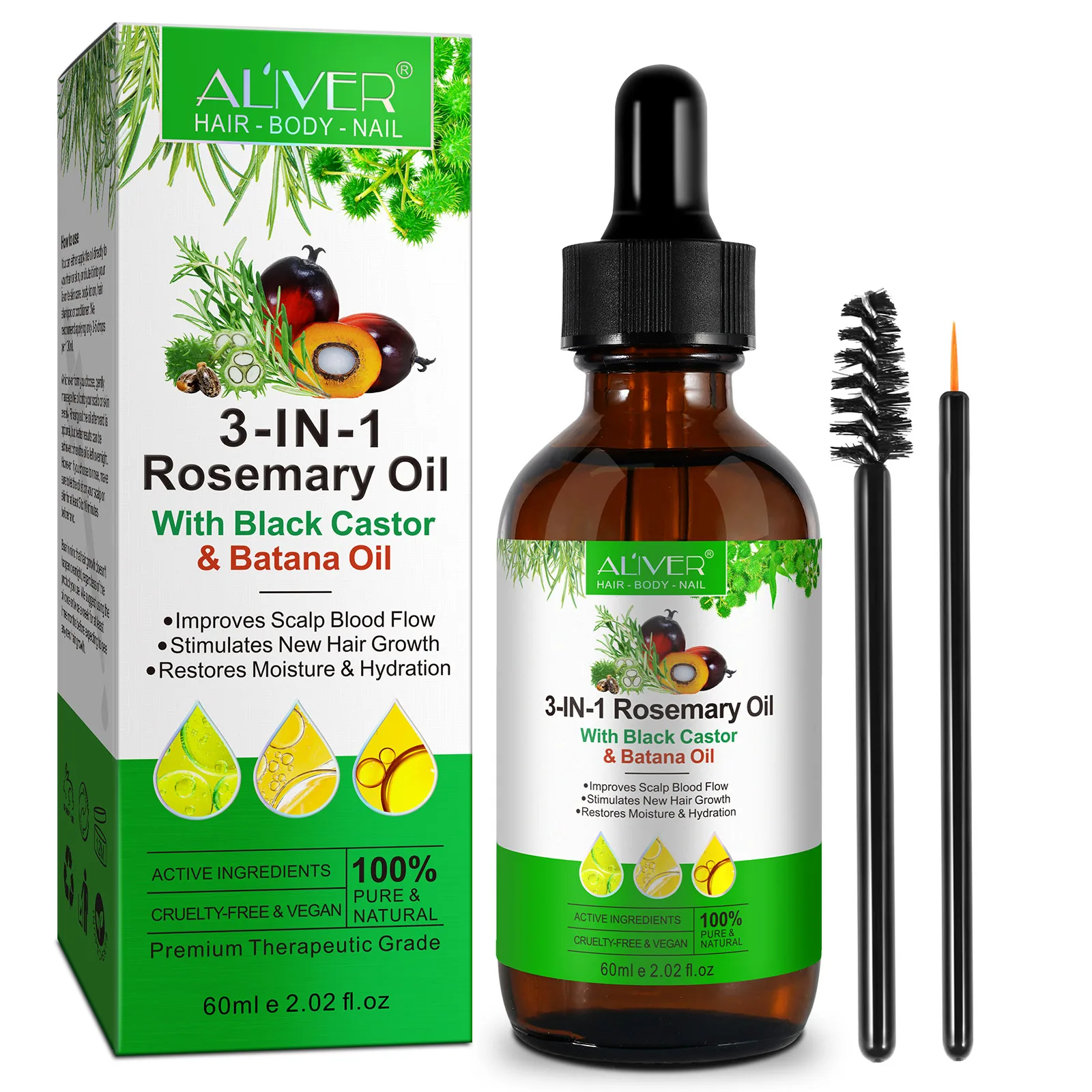 Hair Growth Serum Spray, Natural Hair Growth Spray With Biotin, Batana, Rosemary, And Castor Oil Caffeine Scalp Care Treatment Thinning Hair Regrowt - View #7