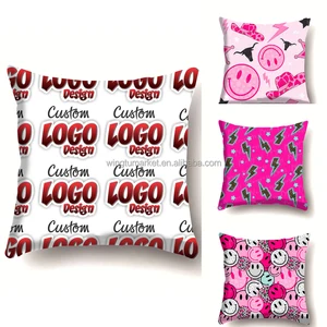 Custom logo Pattern Throw Pillow Covers 45 X 45 Home Decor Cushion Polyester Sofa Sublimation Decorative Christmas Pillow Covers