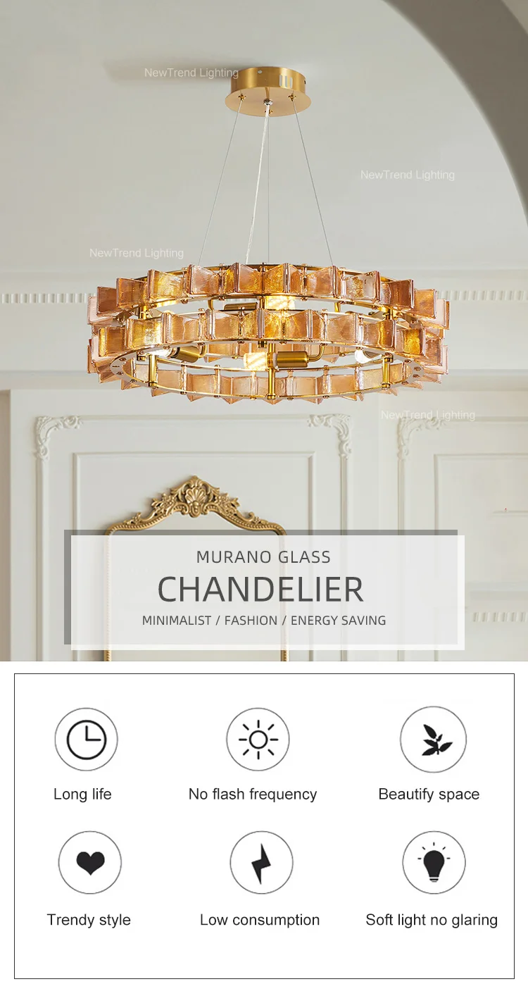 cpl 461 modern luxury murano glass ring chandelier  large led halo pendant light for living room led round pendant light-0