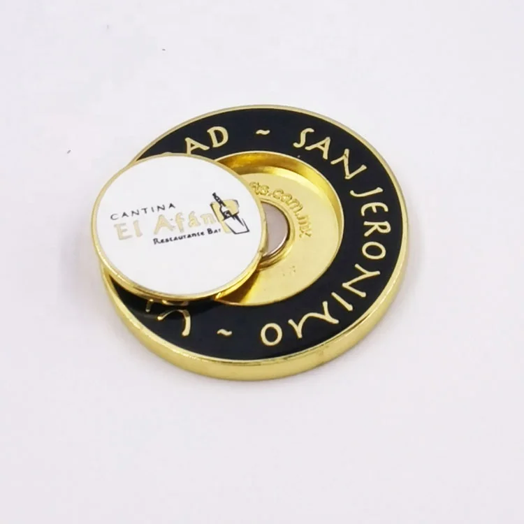 New 40mm 2 Sided Custom Embossed Metal Golf Coin  Magnetic Golf Poker Chip Ball Marker manufacture