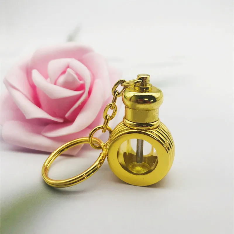 1ml 3ml Middle East Arabia Style Essential Oil Bottle with Key Chain Vintage Metal Perfume Bottle