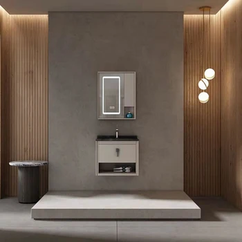 New Fashion Water Resistant Floor Standing Custom Plywood Luxury Bathroom Vanity Cabinet