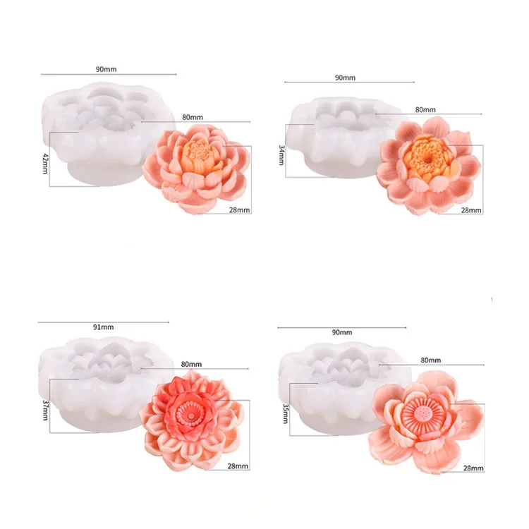 Stampo Per Candele A Forma Di Fiore Di Loto In Silicone - Per Candele, Sapone, Cioccolato, Lavabile E Riutilizzabile, Fai Da Te Creativo - Foto 3