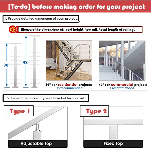 Outdoor Modern Black Handrail Post Wire Railing Project Solution ...