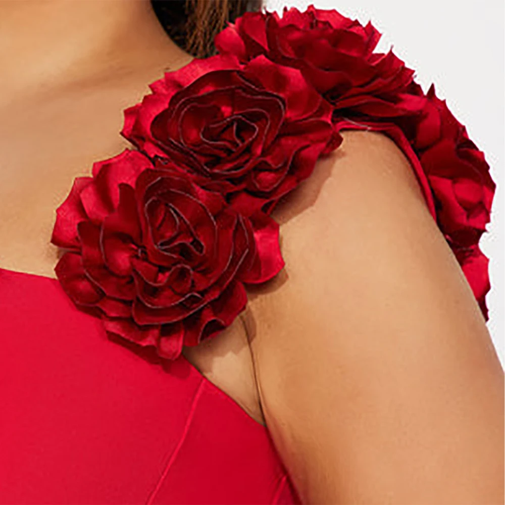 Custom Midi Party Feast Gowns Long Sexy Red Satin Fabric Evening Prom Dresses Ball Gown Dresses for Wedding Guest