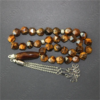 10mm x 33beads Tasbih Natural Brown Tiger's Eye Stone 33 45 66 99 Prayer Bead Islamic Fashion Jewelry Muslim Rosary Bead