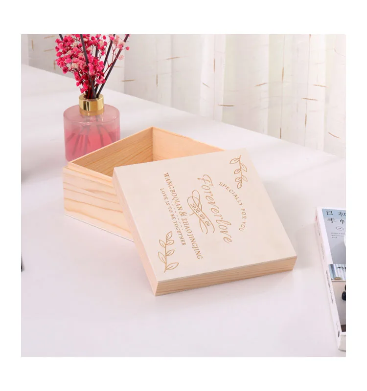 Unfinished Pine Wood Gift Box Storage Box Wooden Wedding Package Gift