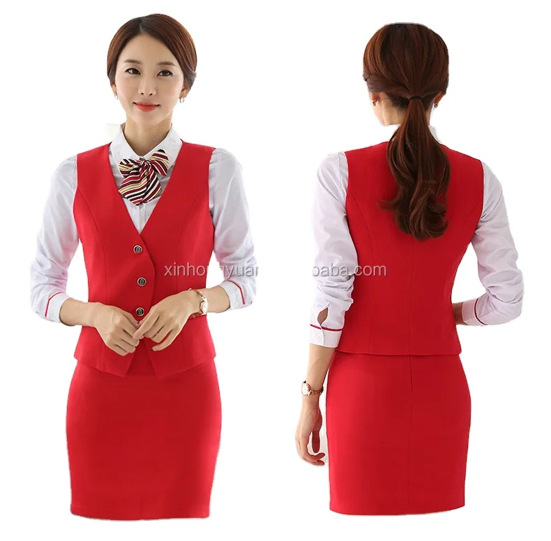 Temperamento Chaleco Rojo Línea Aérea Azafata Uniforme Vestido Para Mujer -  Buy Air Stewardess Uniform,Air Hostess Uniform,Uniform Dress For Woman  Product on Alibaba.com