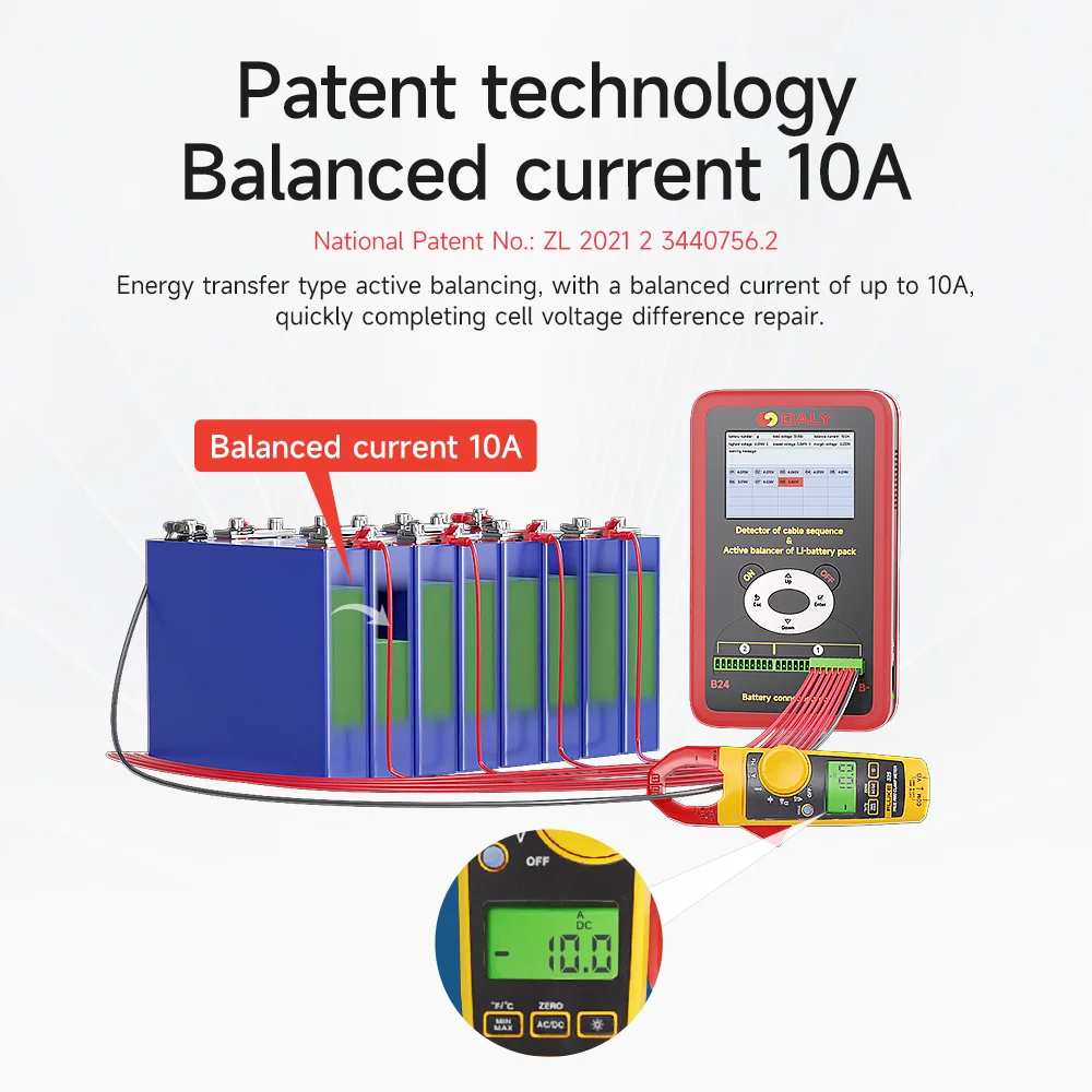 Daly 10A Active Balancer Bms Solar System 18650 Lifepo4 Li-ion Lithium Battery Pack Equalizer 3S-24S Cable Sequence Detector