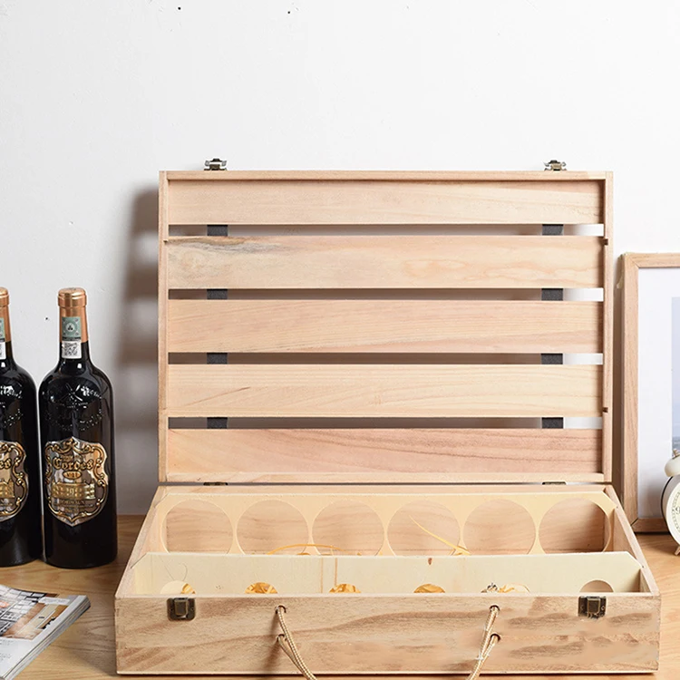 Wholesale Retro Finished 6 Bottle Gift Wine Box Wine Glass Packaging Box Buy Wine Glass