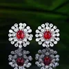 Pendiente de oro de 18k con rubí natural y diamante