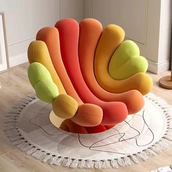 Chaise Lounge Nordic Sofa Chair Modern Simple Living Room Hotel Clubhouse Light Luxury Colorful Petal Revolving Leisure Chairs