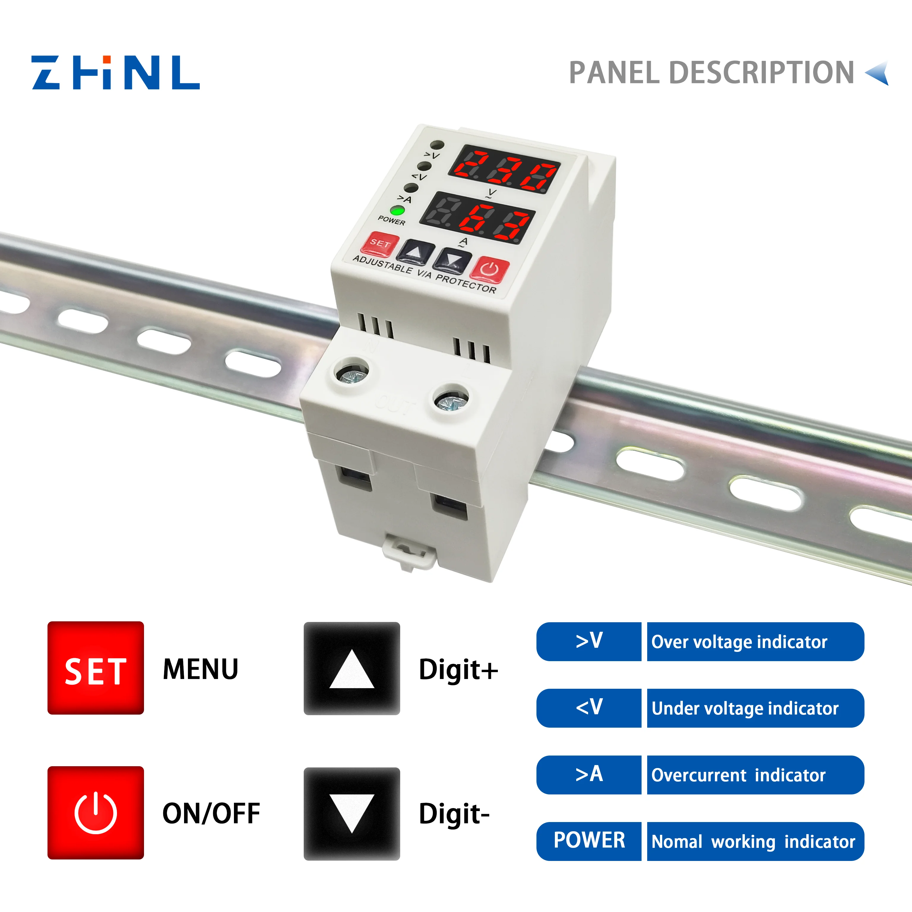 Voltage Railing Adjustable Din Rail Mount Output Stabilizer Voltage Protector ...