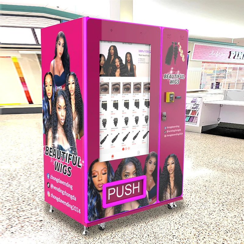 New Arrival Custom  49 Inch Touch Screen Make up Cosmetic Vending Machine Beauty Hair Extension Wigs Vending Machine