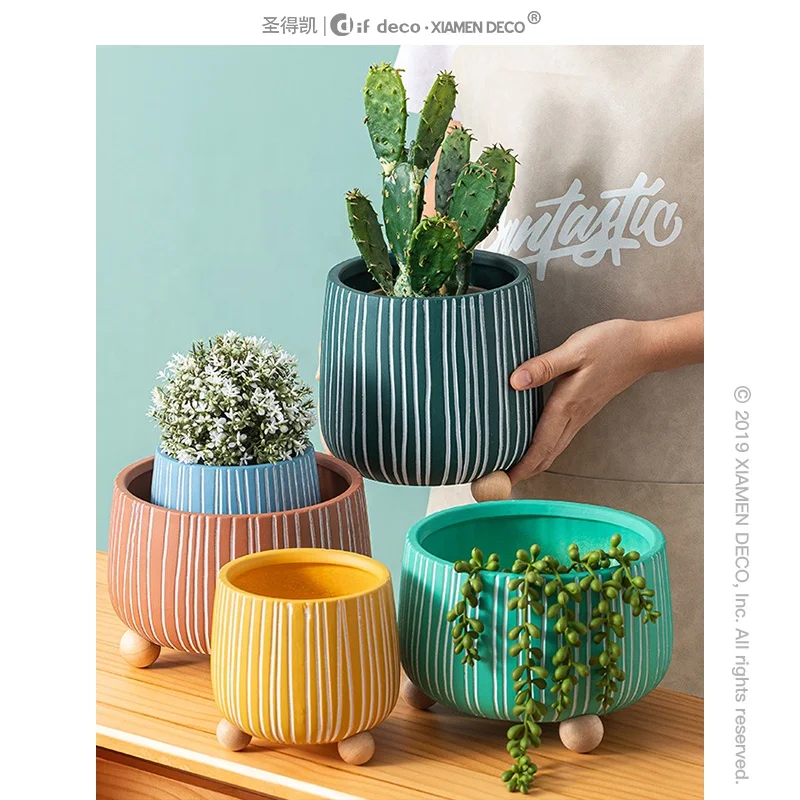 Горшок керамический самополивающийся синего цвета горшок бонсай яркий прямоугольный пустой цветочный белый Трипод полоса с