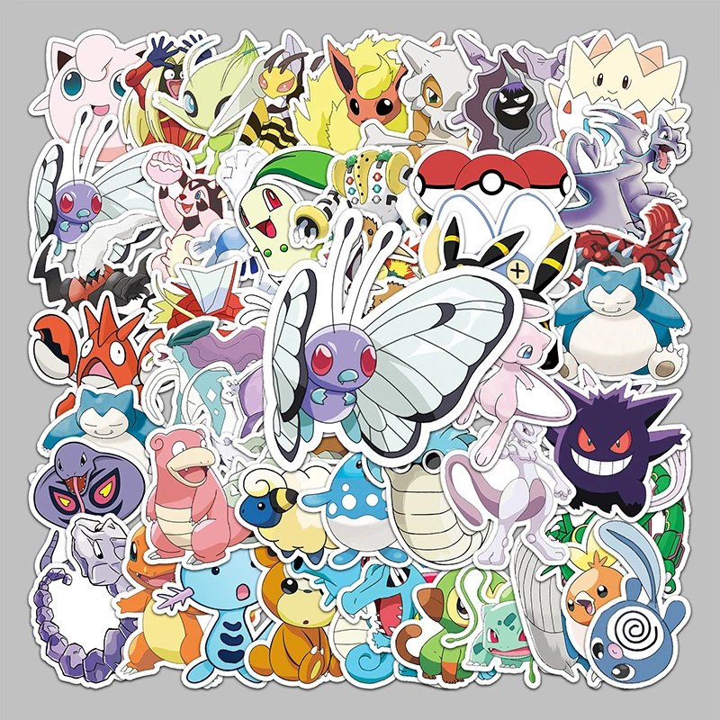 Cartoon Cute Poke Pika Charmander Bulbasaur Stickers Creative Graffiti