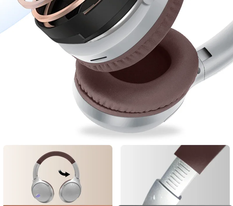 Insert Retro Style UV Craft Design Foldable Headphone ANC Noise Headset  Battery Digital Display Heavy Bass Earphones