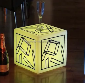 Portable Customized Logo UV Printing and Silkscreen Plastic LED Square Lights Indoor Cube Lamps Decorations for Hotel Home