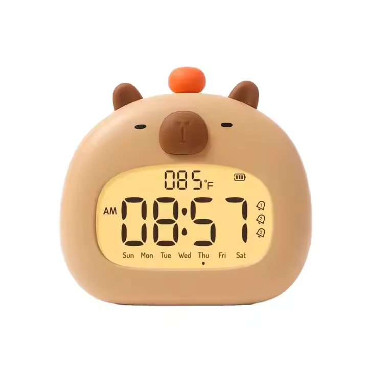Hochwertige Capybara LED-Analoganzeige, digitaler Quarz-USB-Wecker, moderne Tisch- und Wanduhren, Kinderzimmerdekoration_voghion.com