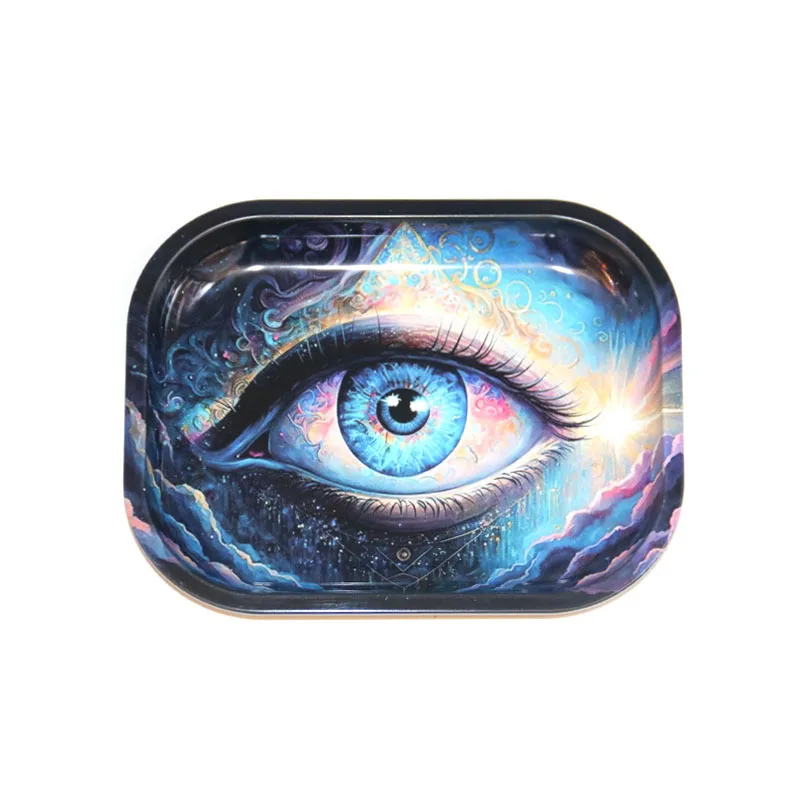 Stock 18*14cm Tin Metal Rolling Tray Small Size Metal Tobacco Rolling Tray Smoking Accessories Serving Tray Wholesale