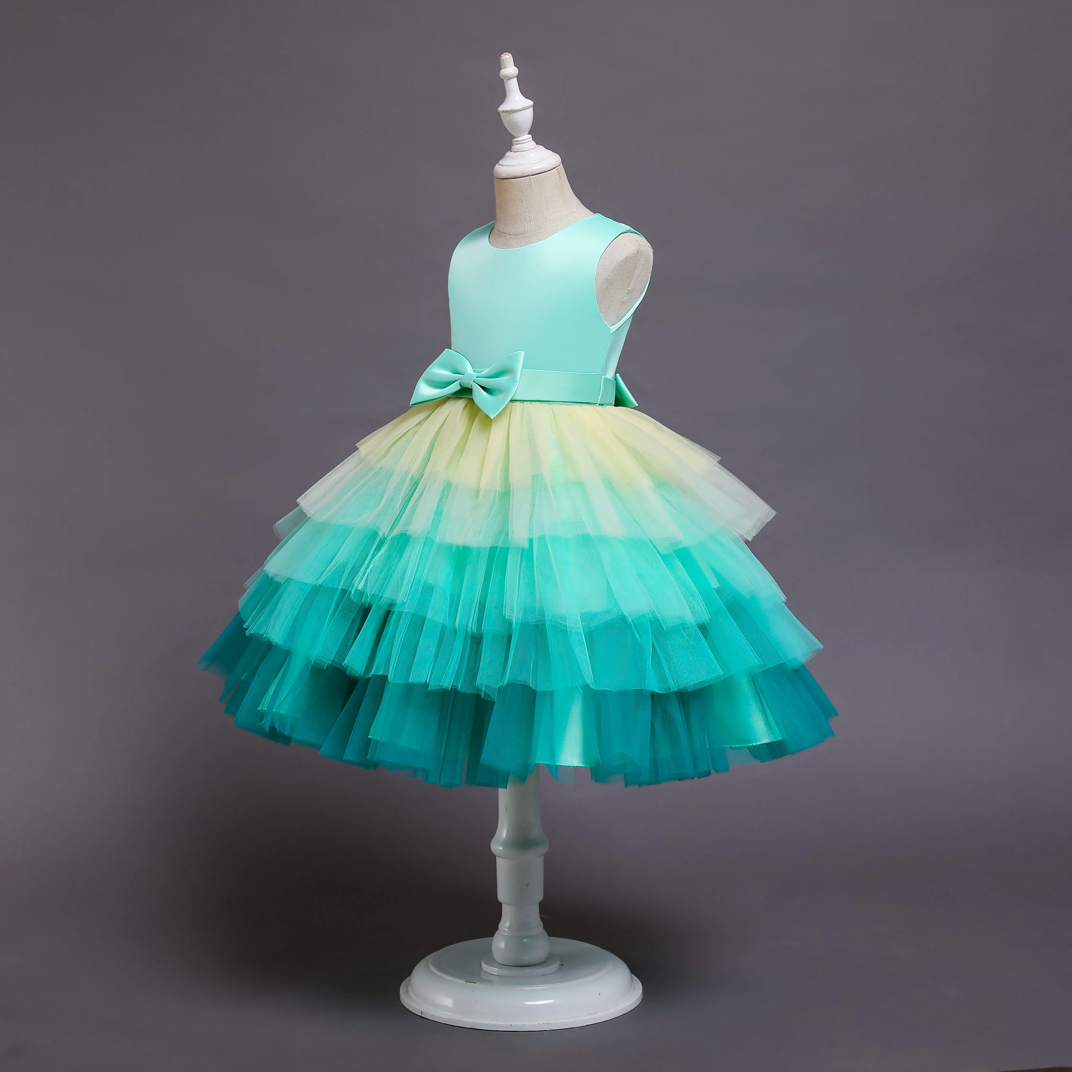 OA OEM ODM лидер продаж разноцветное праздничное платье для девочек с рисунком торта детское нарядное радужной принцессой Детские платья цветочным принтом