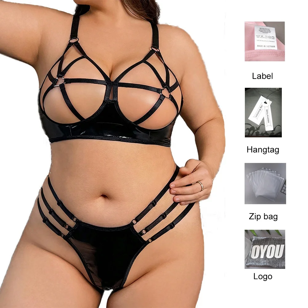 ODM OEM Custom Supplier Private Label Plus Size Luxe 2025 4XL Exotic Intimate Strappy 2 Piece Fat Women Lingerie