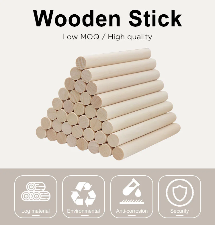 Factory Direct Finished Wooden Dowel Rods Birch Wood Round Stick