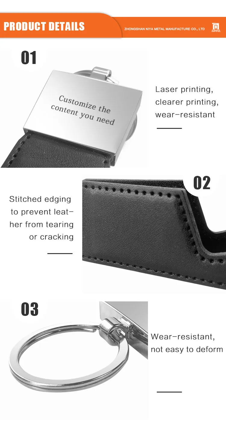 Chain Customized Logo Key Holder Genuine Embossed Luxury Blank Pu Custom Leather Keychains_voghion.com