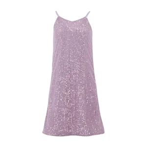 Customizable Long Purple Full Sequins Girl Sling Dress Suitable for Party
