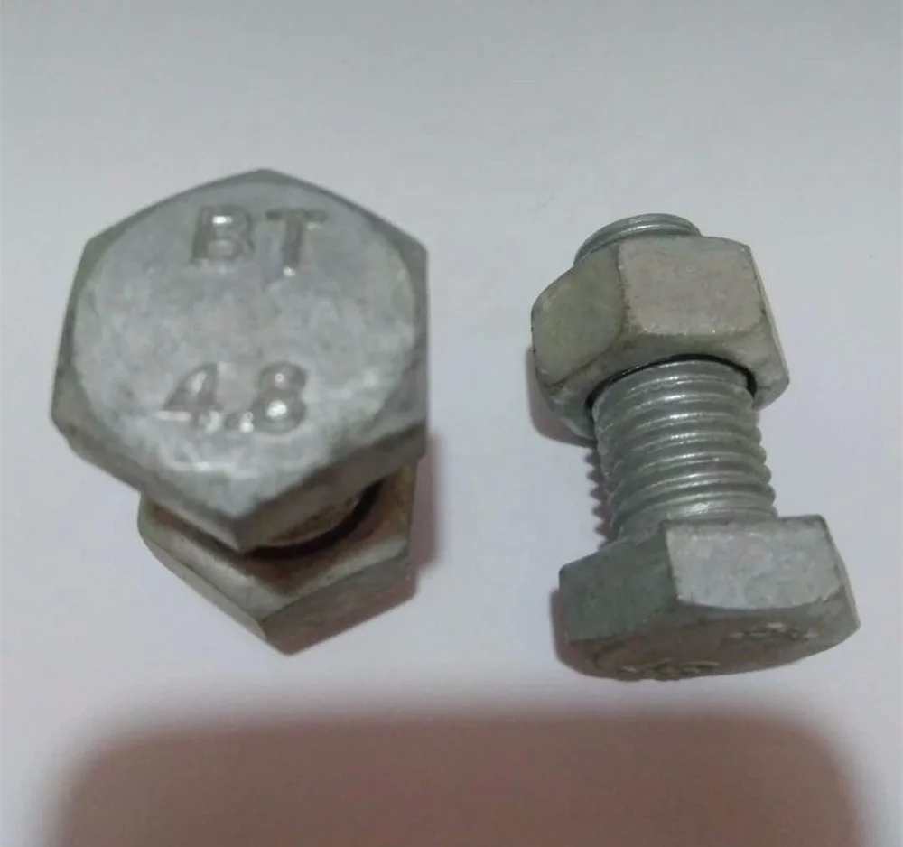 Factory suppled OEM high tensile galvanized hexagonal bolt with wire hole for electric power fittings