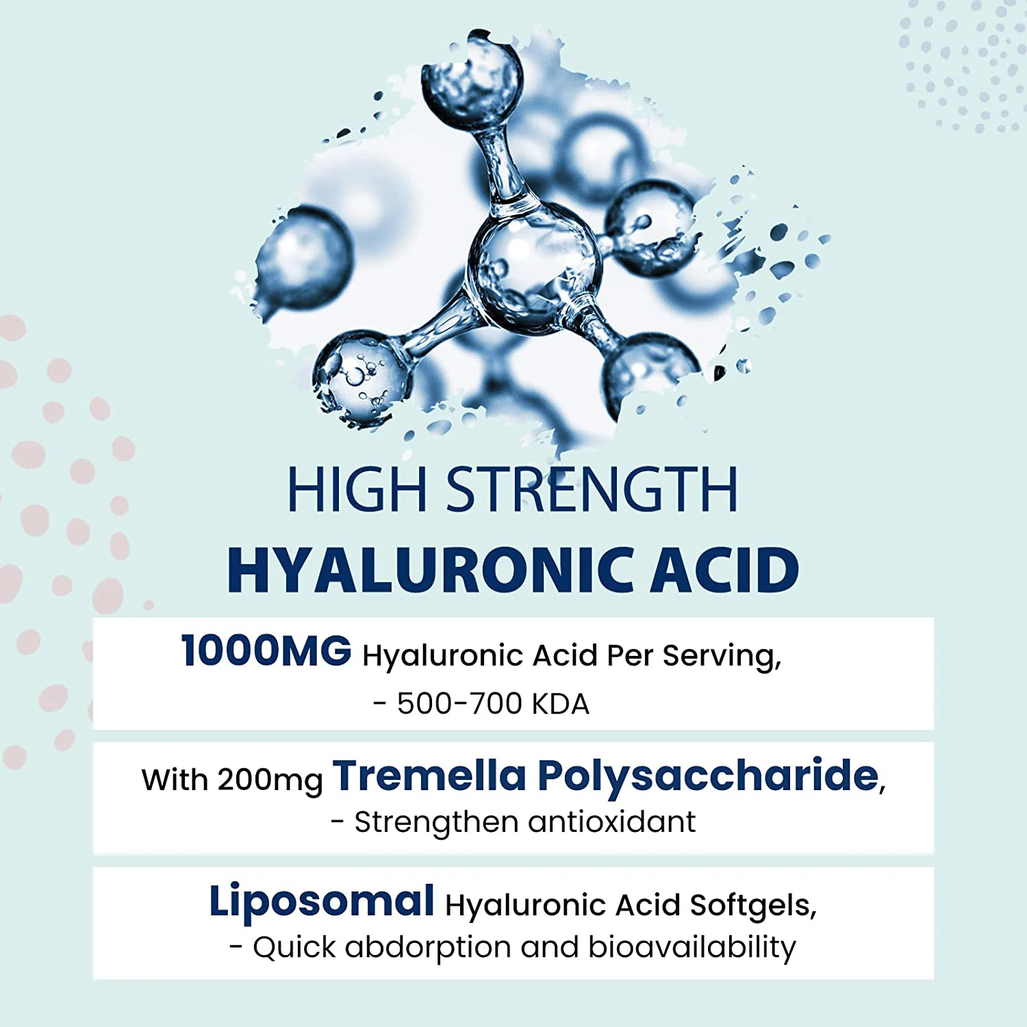 Liposomal Hyaluronic Acid Supplement 2000mg Highly Bioavailable