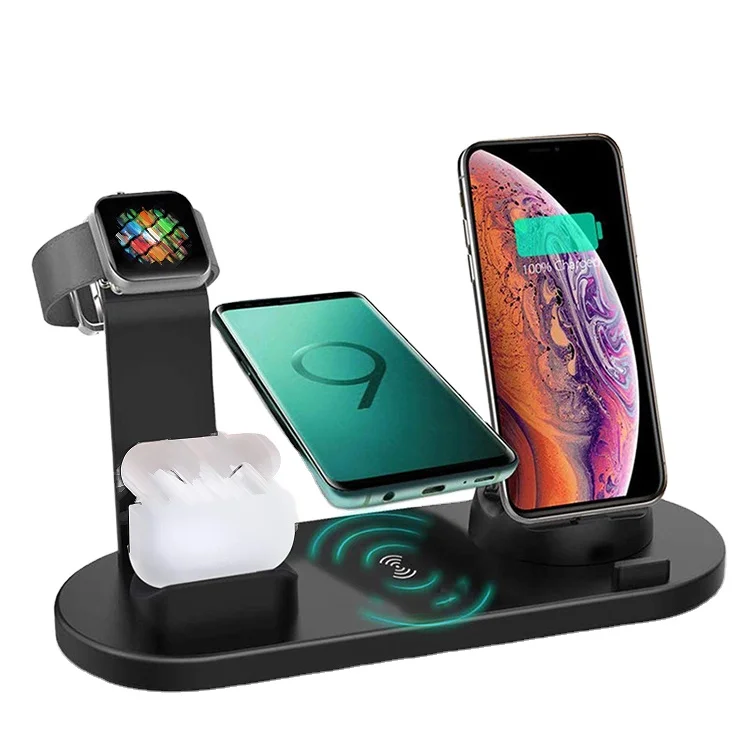 modern wireless charger mental wireless power bank phone mount certificate 4 IN 1portable 15W stand slim thin wireless charger