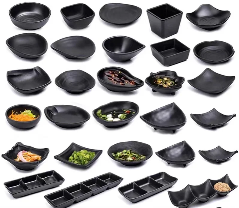 Elegant Matte Black Dessert Party Plates Appetizer Mini Plates Plastic