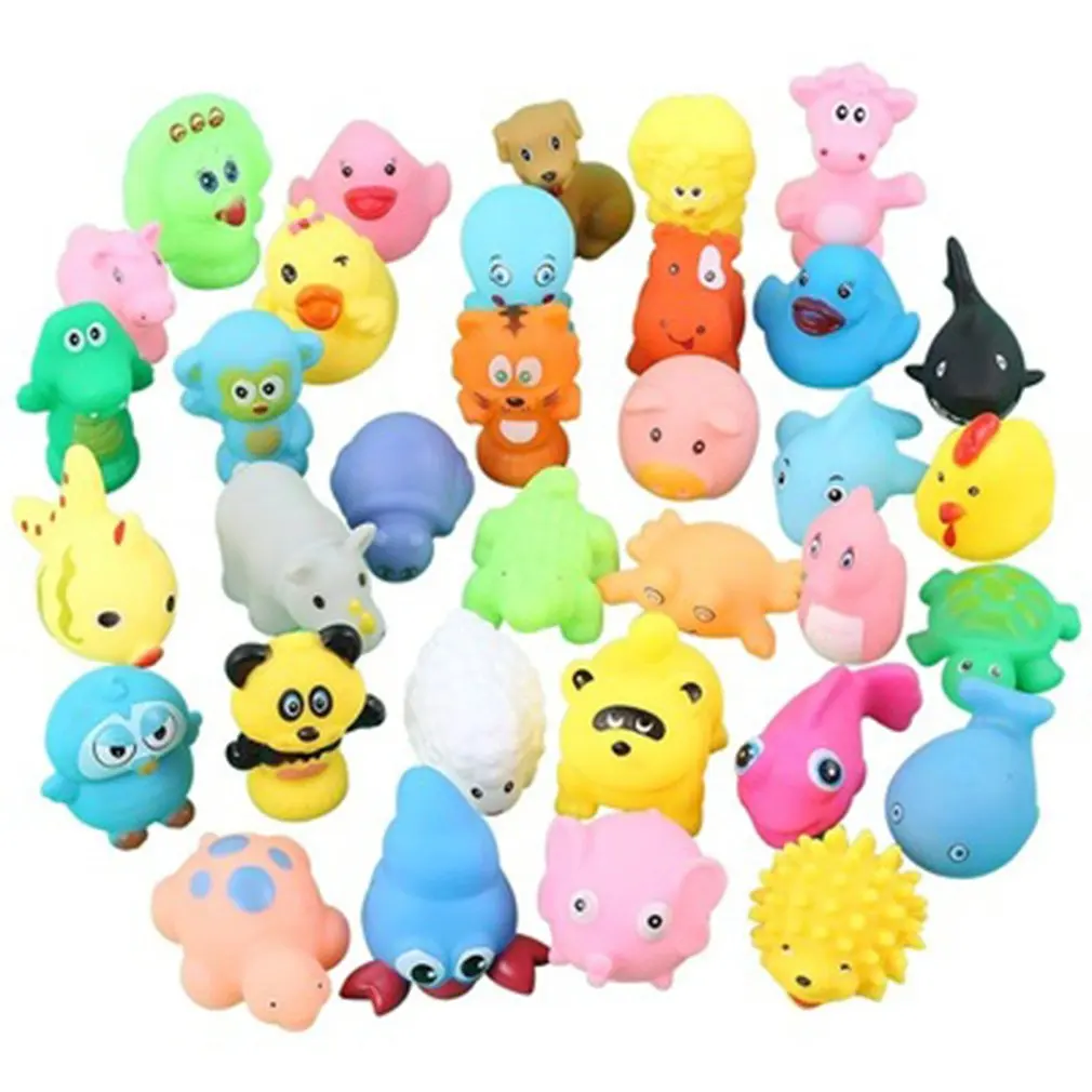 Toddlers Swimming Dabbling Water Toys Safe PVC Material Squeaky Soft Plastic Cartoon Animal Bath Toy For Baby 5