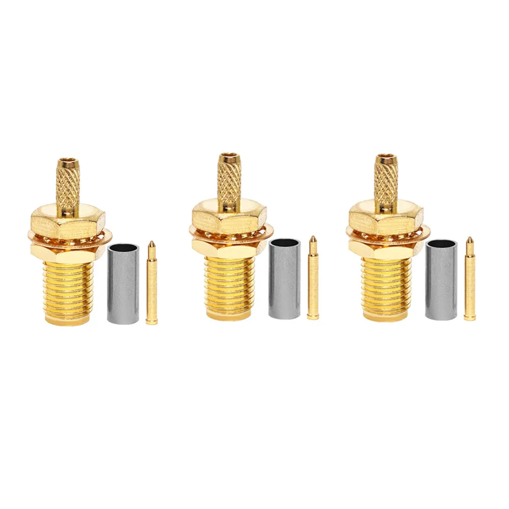 Factory Stock RP Reverse SMA Female Jack Bulkhead RF Connector Crimp for RG316 RG174 LMR100 Connector Coax Adapter Converter