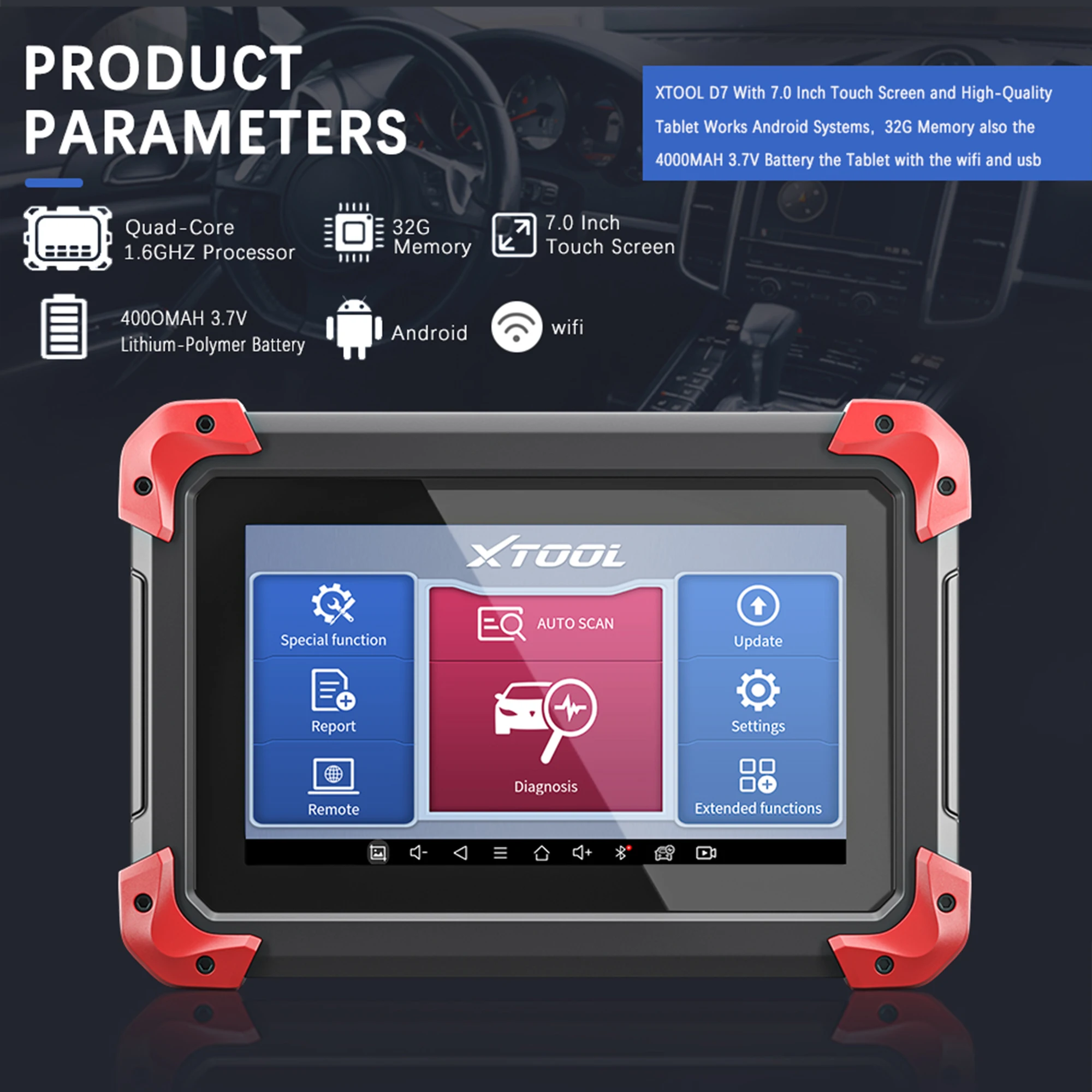 wholesale xtool d7汽车所有系统obd2诊断工具代码阅读器密钥编程器