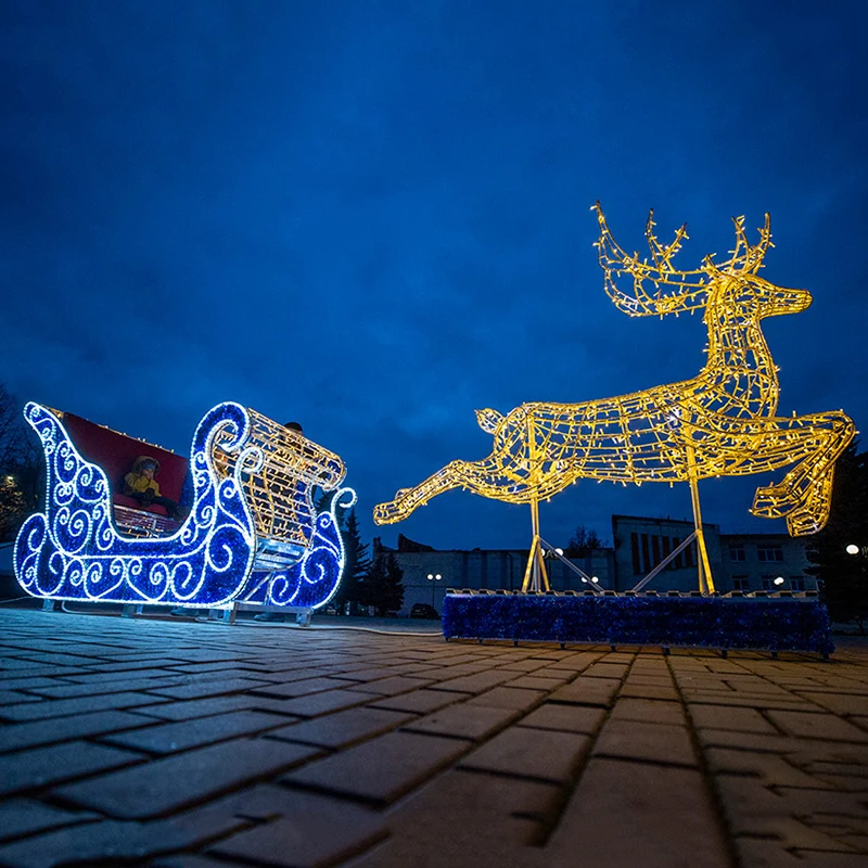 Riesiges Leucht-rentier/-weihnachtsschlitten FĂŒr Den AuĂenbereich,Rentier-motivleuchte,Rentierschlitten-beleuchtung
