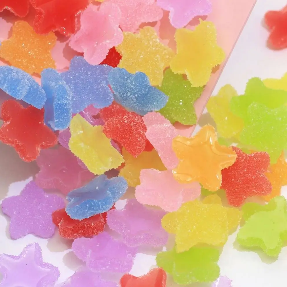 100 шт. кабошоны из смолы с плоским основанием, имитация еды, милая пентаграмма в форме QQ, конфеты из жевательной резины для «сделай сам», миниатюрные декоративные детали для кукольного домика