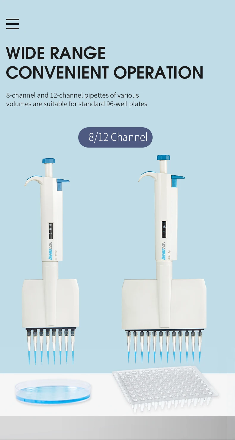 IKEME Lab Adjustable Volume Micropipette Set Multichannel Micro Pipette