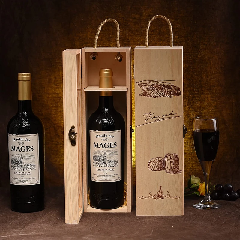 High Quality Red Wine Bottle Bamboo Wooden Box Single Wine Wood Gift ...