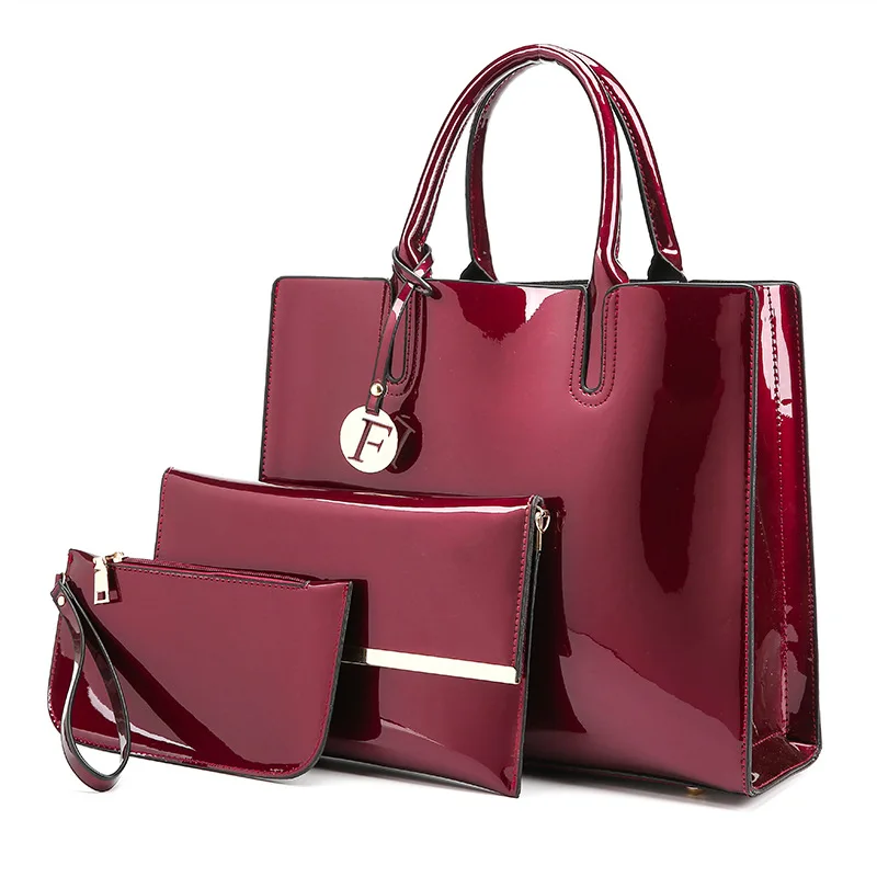 Women's Fashionable Patent Leather Tote Bag