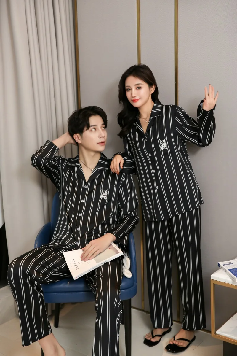 nihaojewelry Wholesale Home Couple Luxurious Stripe Lattice Pants Sets Pajama