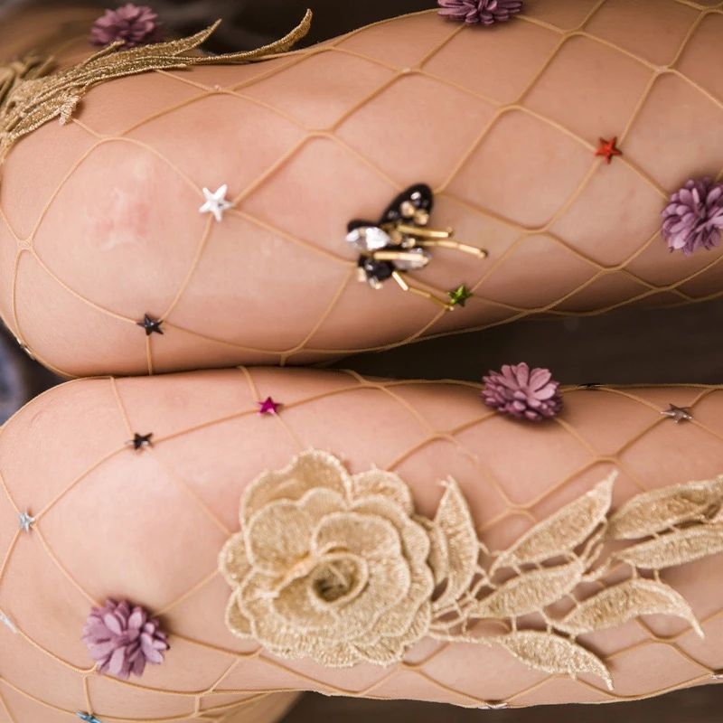 Женское нижнее белье в сеточку, чулки, колготки, колготки с вышивкой