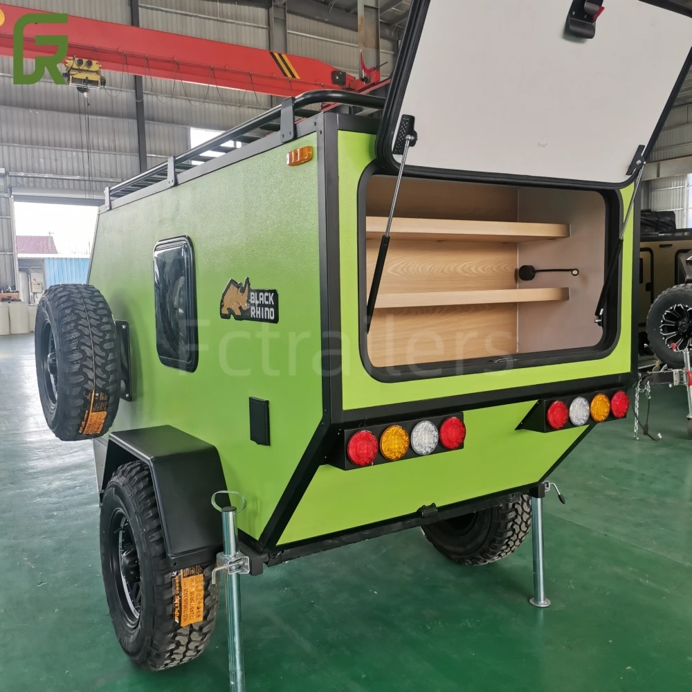 Small Mini Light Weight off Road Offroad Motorcycle Travel Camping Trailer with Rooftop Tent
