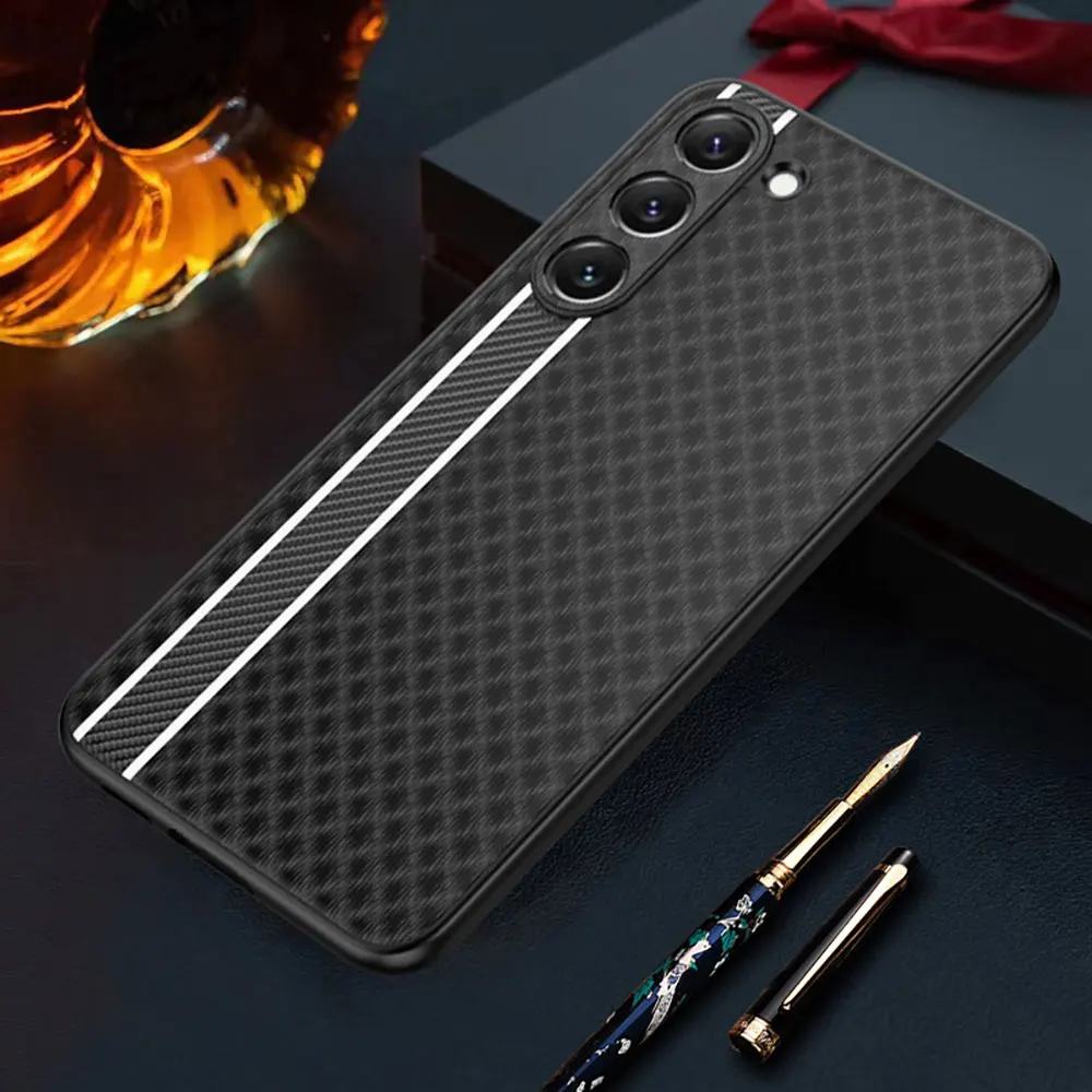 Laudtec Carbon Fiber Phone Case For Samsung S25 Ultra Shockproof Shell Slim Lightweight Fluorescent Cover For S24 Plus Sjk665